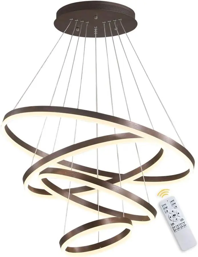 Світлодіодна Led-люстра Олімпія PJ812С-4 40+60+80+100см (4 кільця) Коричнева