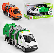 Іграшкова Сміттєвоза WY 592 AB City-Service Звук Світло Інерція 1:16 знімний бункер, відкриваються двері