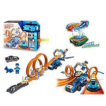 Трек для трюків 660 A 97 з запускачем кілець, фігуркою героя та металопластиковою машинкою, що змінює колір