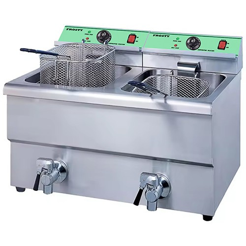 Фритюр, Фритюрниця електрична FROSTY EFS-132V 26 літрів (13л +13 л), зливний кран