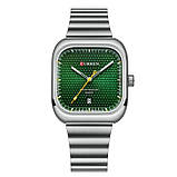 Чоловічий квадратний годинник Curren 8460 Silver-Green, фото 3