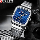 Чоловічий квадратний годинник Curren 8460 Silver-Blue, фото 4