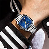 Чоловічий квадратний годинник Curren 8460 Silver-Blue, фото 5