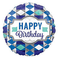 002 Фольгована кулька круг Happy Birthday 18" Китай