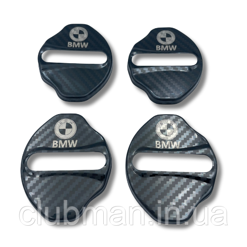 Накладка на дверний замок з емблемою BMW (БМВ) Комплект 4 шт Карбон