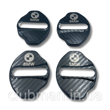 Накладка на дверний замок з емблемою BMW (БМВ) Комплект 4 шт Карбон, фото 1