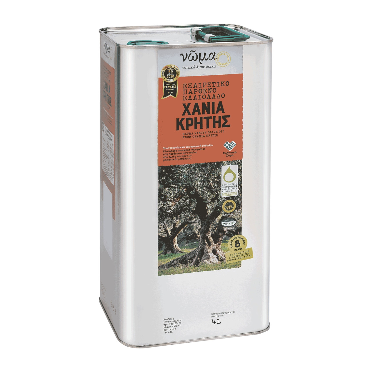 Оливкова олія Chania Kritis Olive Oil Extra Virgin, холодний віджим о. Крит, Греція 4 л.