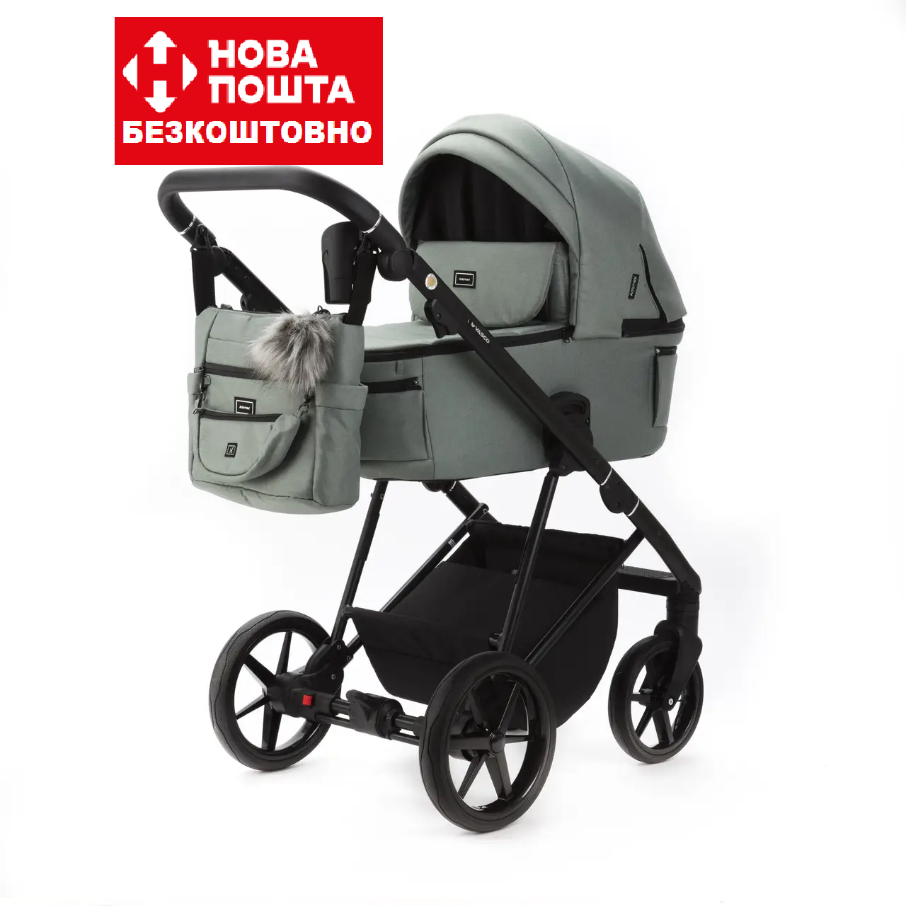 Коляска 2 в 1 Adamex Vasco TK-99 бірюза тканина