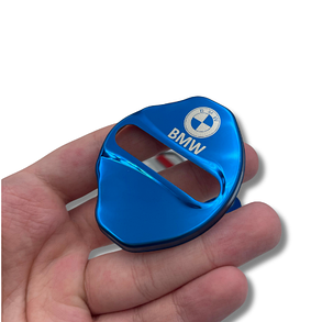 Накладка на дверний замок з емблемою BMW (БМВ) Комплект 4 шт - Синій металік, фото 3