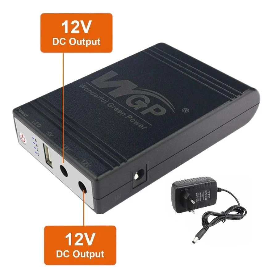 Mini UPS WGP, Powerbank на 10400Mah, Виходи USB, DC 12 V, 12 V. ДБЖ для роутерів + БЛОК ЖИВЛЕННЯ