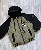 Куртка бомбер подростковая для мальчика 13-14лет демисезонная короткая стеганая курточка на резинке на парня