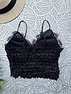 Жіночий чорний мереживний топ з аплікацією, фото 6