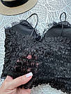Жіночий чорний мереживний топ з аплікацією, фото 7