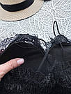 Жіночий чорний мереживний топ з аплікацією, фото 8