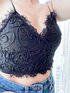 Жіночий чорний мереживний топ з аплікацією, фото 3