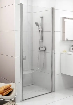 Душові двері Ravak Chrome CSD1 195х90 см розпашні сатин прозоре скло, фото 1