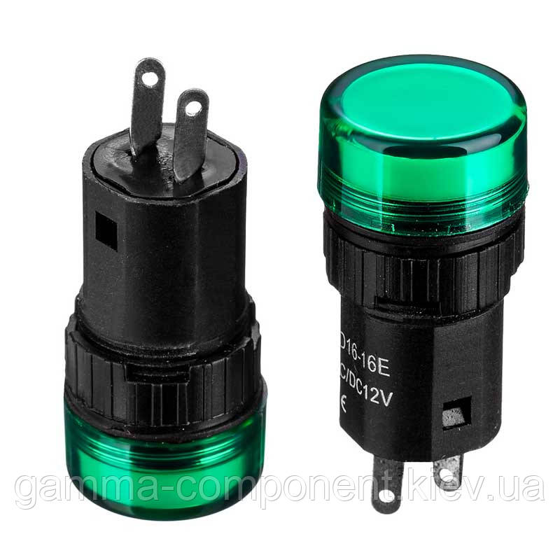 Світлодіодний індикатор AD16-16Е, 12V, зелений