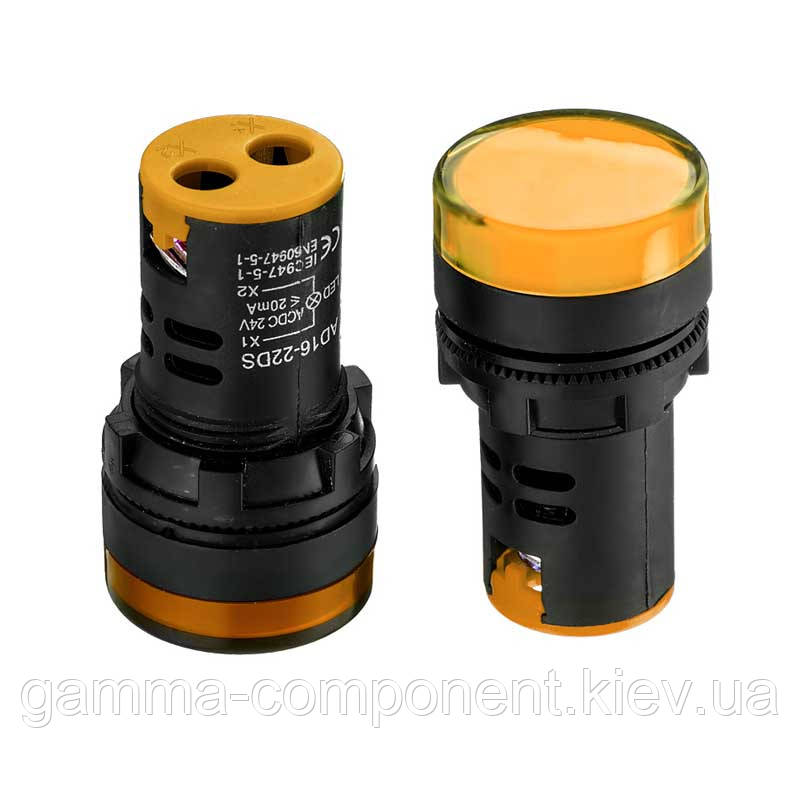 Світлодіодний індикатор AD16-22DS, 24V, зелений
