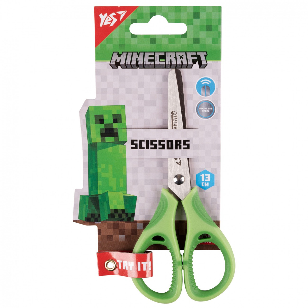 Ножиці YES Minecraft з гумовими вставками, 13 см