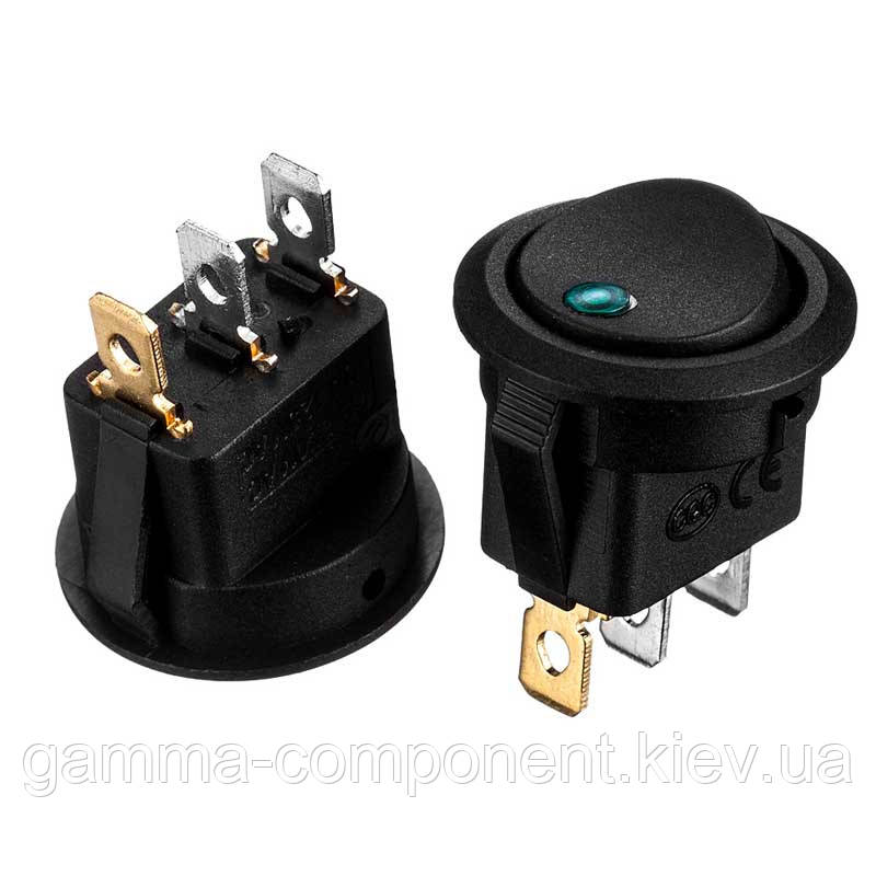Перемикач KCD1-101EN-8, ON-OFF, LED зелений