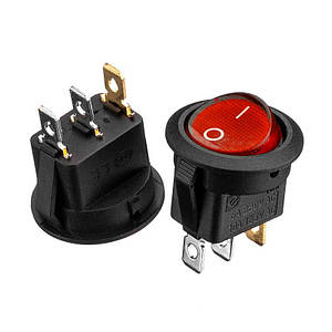 Перемикач KCD1-101N-8, ON-OFF, (3pin) червоний