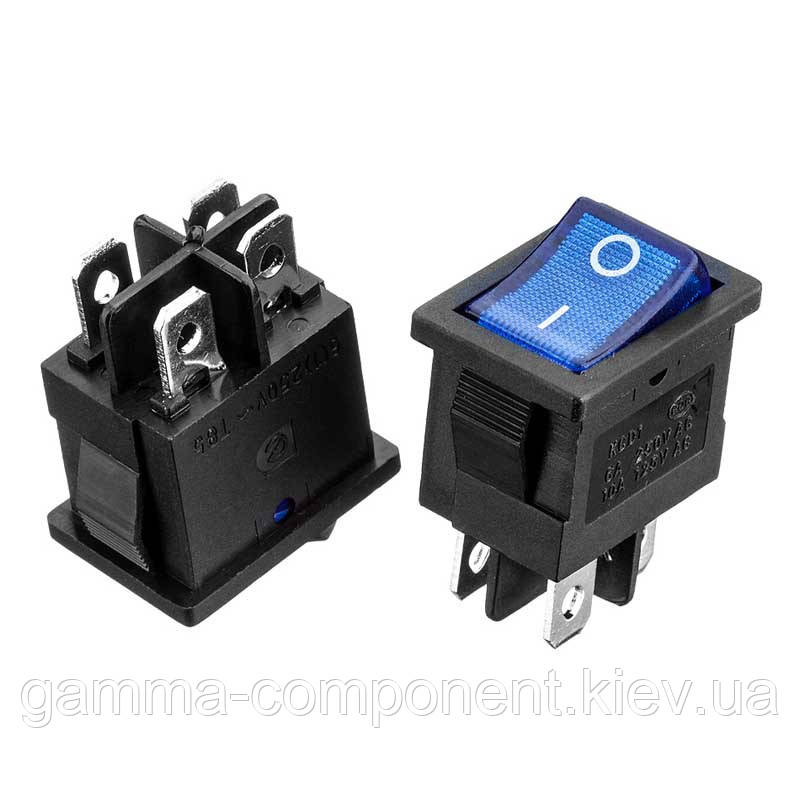 Перемикач KCD1-201N-4, ON-OFF, (4pin) синій