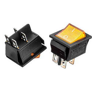 Перемикач KCD2-201/N, ON-OFF, 16А (4pin), 250V, жовтий