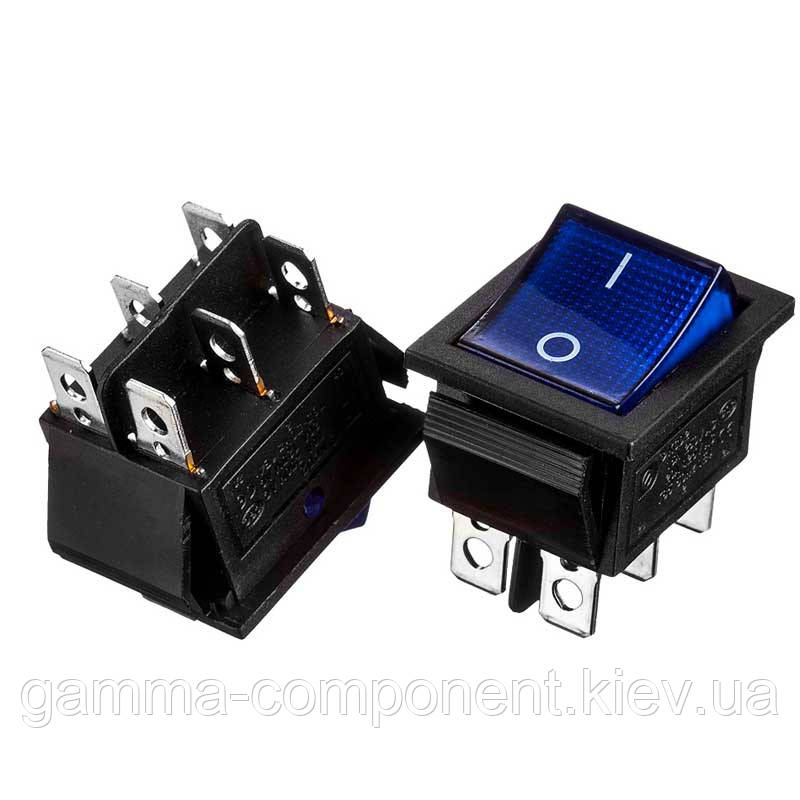 Перемикач KCD2-202/N, 16А (6 pin), 250V, синій, фото 1