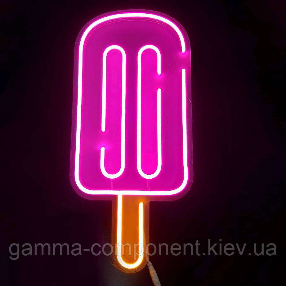 Неонова вивіска для кафе Морозиво на паличці (230х500), фото 1