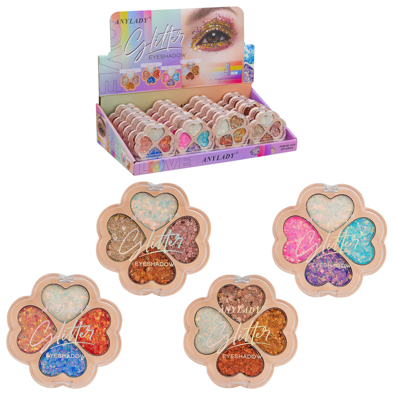 Ігровий набір косметики 8110, мікс 4 кольори, гліттер, розмір іграшки 6,5 см, 24 шт., фото 1