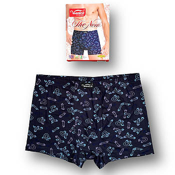 Труси чоловічі боксери бавовна з бамбуком Veenice, розмір 4XL (54-56), темно-сині, 10461