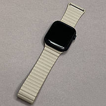 Ремінець магнітний для Apple Watch 42 ремінець з венеціанської шкіри для годинника епл вотч 42 бежевий R9F, фото 3