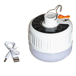 Підвісна лампа із сонячною панеллю акумуляторна кемпінгова на гачку 5V LED USB 20 Вт