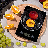 Кухонні сенсорні ваги MX-402 з дисплеєм до 5 кг настільні скляні з плоскою платформою для кухні, фото 10