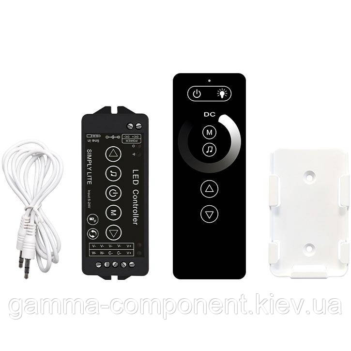 LED димер RF Music 2-канальний 12A DC12-24V Радіо - Сенсорний 6 кнопок, фото 1