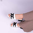 Красиві білі шльопанці з натуральної шкіри, фото 4