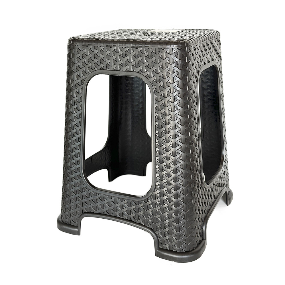 Табурет з пластику для дому RATTAN, високий SNMZ, темний шоколад, фото 1