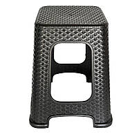 Табурет з пластику для дому RATTAN, високий SNMZ, темний шоколад, фото 2