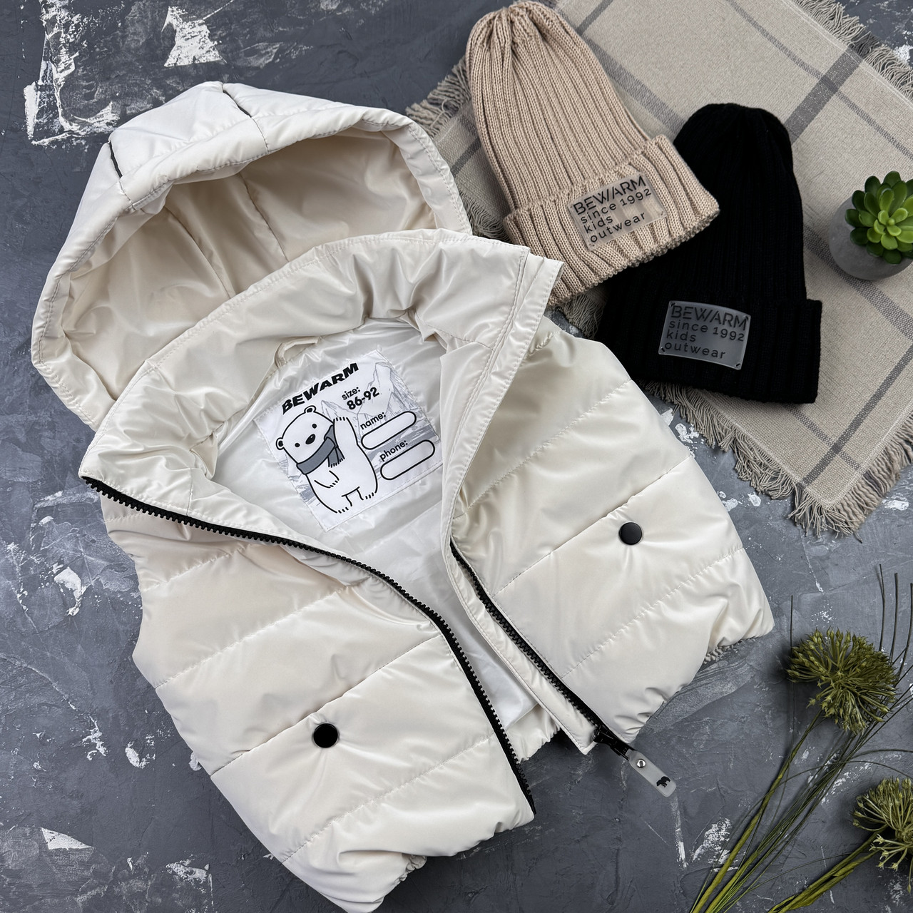 Жилетка дитяча з капюшоном BEWARM Білий