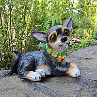 Садова фігура Чихуа-хуа, чорна (17х22х14 см), садові фігури з полістоуну, садові статуетки