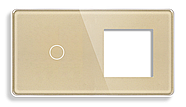 Сенсорний Wi-Fi + BLE вимикач (1кл.) + Розетка (1 шт.) 1DAL | Золото Скло (G157D-SW1G.WF-ST.GD), фото 3