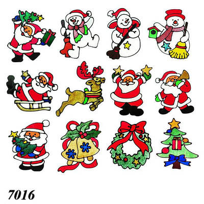 Новорічна наклейка гелева на вікно (13-15см) (12шт)