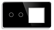 Сенсорний Wi-Fi + BLE вимикач (2кл.) + Розетка з Wi-Fi 1DAL | Чорний Скло (G157D-SW2G.WF-ST.WF.BL), фото 4