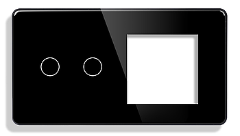 Лицьова панель 1DAL | Чорний, Вимикач 2 сенсора + Розетка (G157.2G1F-2.5D.BL)