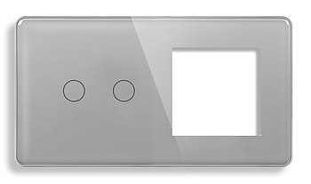 Лицьова панель 1DAL | Сірий, Вимикач 2 сенсора + Розетка (G157.2G1F-2.5D.GR)