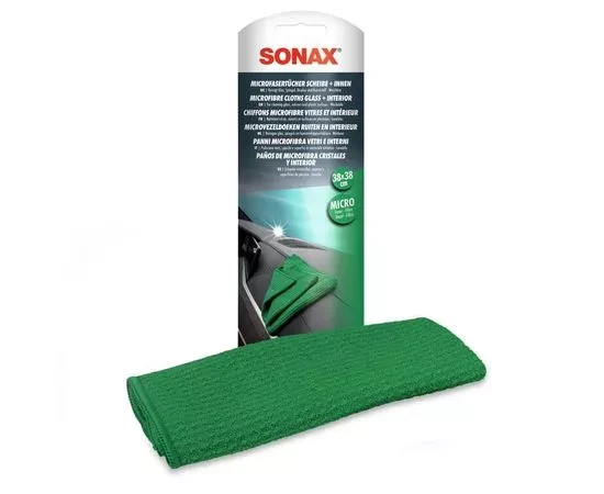 Серветка з мікрофібри для скла та інтер'єру 38х38 см SONAX MicrofaserTuch Scheibe+Innen