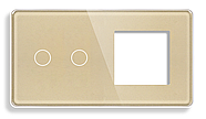 Сенсорний Wi-Fi + BLE вимикач (2кл.) + Розетка (1 шт.) 1DAL | Золото Скло (G157D-SW2G.WF-ST.GD), фото 3