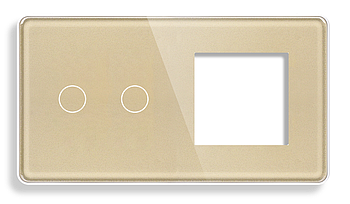 Лицьова панель 1DAL | Золото, Вимикач 2 сенсора + Розетка (G157.2G1F-2.5D.GD)