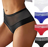 Безшовні трусики з сіточкою Finetoo, жіноча спідня білизна, гладкі чорні трусики-бразиліана XL, фото 4