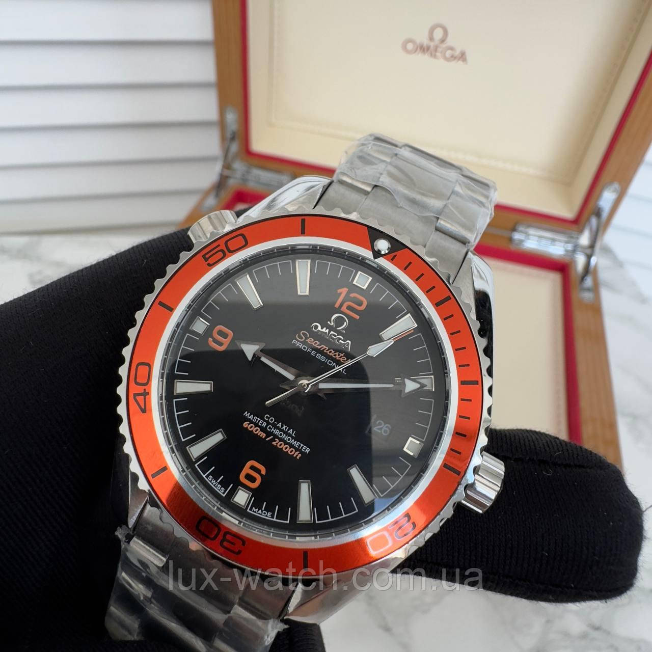 Часы Omega Seamaster Co-Axial Silver/Black-Orange